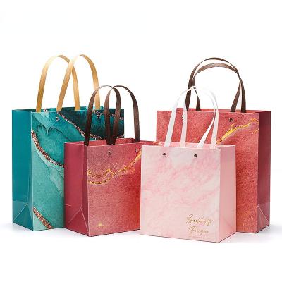 China Recyclable Jewelry Cardboard Jewelry Packaging Marble Wind Gift Portable Paper Bag for sale