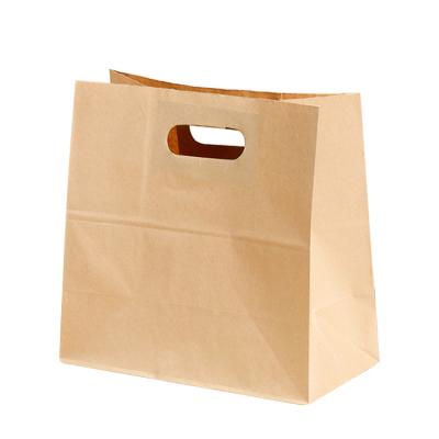 China Recyclable Fruit Vegetable Take Away Brown Kraft Paper Bag for sale