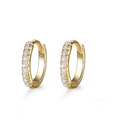 China TRENDY Earring Jewelry Minimalist 14k Gold Plated Zircon 925 Silver Hoop Huggie For Women for sale