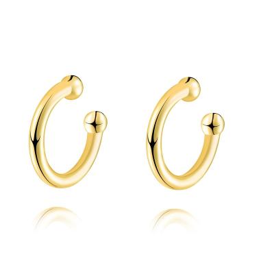 China Hot Sale FASHIONABLE 925 Sterling Silver Gold Plated Jewelry Simple Small No Ear Cuff Piercing Earrings for sale