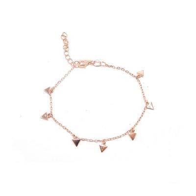 China TRENDY Minimalist Fashion Mini Triangle Charm Bracelet 14K Gold Plating 925 Silver Bracelet for sale