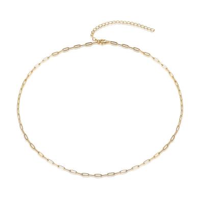 China TRENDY Hot Fashion Small Perper Clip Chain Necklace 14k Gold Plated Silver Link Chain 925 Necklace For Women for sale