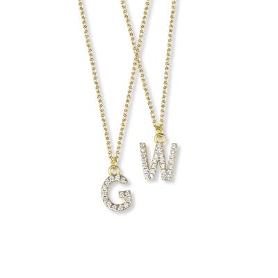 China TRENDY Hot Fashion Tiny Initial CZ Necklace Jewelry 14k Gold Plated 925 Silver Letter Delicacy Necklace For Women Kids Children for sale