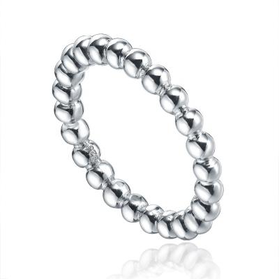 China Trendy Simple Fashion 925 Sterling Silver Stack 2mm Minimalist Beaded Band Ring for sale