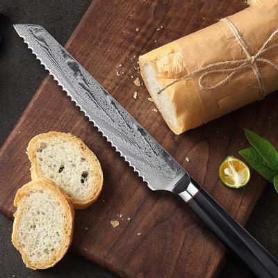 China 8 Inch Viable Bread Knife 67 Layers Damascus Stainless Steel Kitchen Knife VG10 Cheesecake Knife Sharp Blade Good Quality Meat Knife for sale