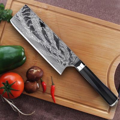 China Sustainable 7 Inch Professional Nakiri Cleaver Vegetable Knife VG10 73 Layers Super Damascus Steel Japanese Chef Filleting Utility Knife for sale