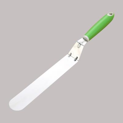 China 15 Inch Green Handle Metal Angled Icing Spatula for sale