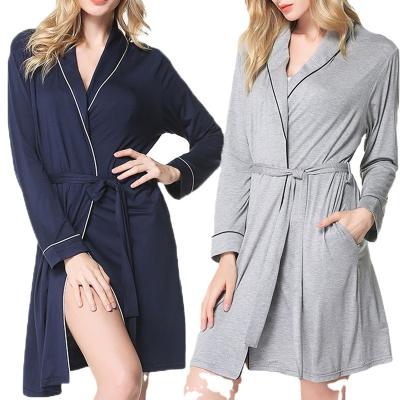 China QUICK DRY Samples Wholesale Custom Bamboo Comfortable Women's Long Robe OEM Cotton Solid Bath Robe Woman Designer Robes for sale