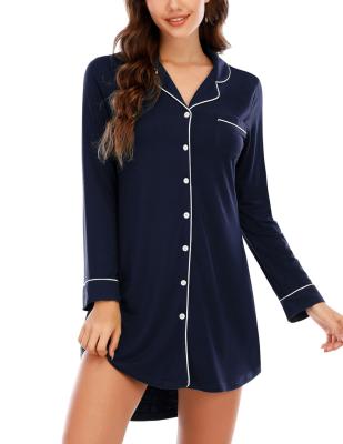 China QUICK DRY Plus Size Women Long Sleeve Modal Nightgown Pajamas Comfortable Nightgown Sleepwear for sale