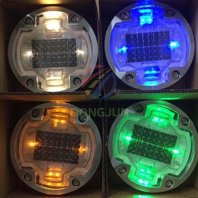 China Diecast aluminum alloy + PC COVER underground traffic led glowing aluminum solar road stud pedestrian crossings solar road stud for sale