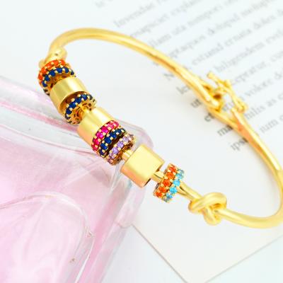 China Punk 2021 Colorful Exquisite Braccial Zirconia Bracelets Fashion 18K Gold Plating Bangle Bracelet Women Luxury Zircon Bracelet Women for sale