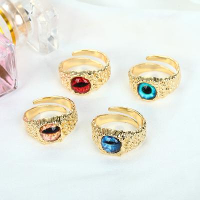 China Punk Women Inlay Micro Crystal Eye Ring 18K Gold Plated Colorful Adjustable Women Ring Fashion Exquisite Turkish Ring Anel De Olho for sale