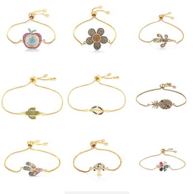 China Luxury Bracelet Flowers Leaves Shape Luxury Colorful Bracelets Womennew Crystal Bracelets Hip Hop Zircon Creative Zircon Bracelets Women Bracelet for sale