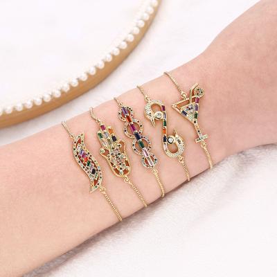 China Colorful Bracelets Pulsera Arcoiris Women's Bracelet Copper Zircon Bracelet Women Bangle Fashion Exquisite Luxury Gold Plating Women's Bracelet for sale