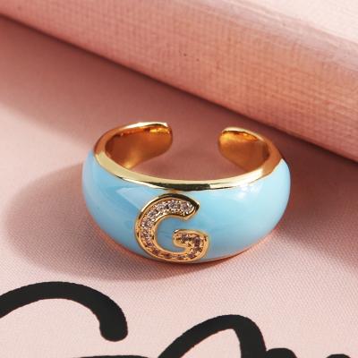 China Fashion Jewelry Wholesale 2021 New Letter Adjustable Ring Ladies Vintage Ring for sale