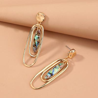 China TRENDY Oval Shell Oval Multilayer Shape Abalone Shape Seafood Jewelry Vintage Big Earrings Simple and Elegant Dangle Earrings for sale