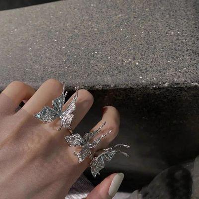 China New FASHIONABLE Personality Butterfly Stainless Steel Rings Women Charm Heart Ring Silver Plated Girl for sale