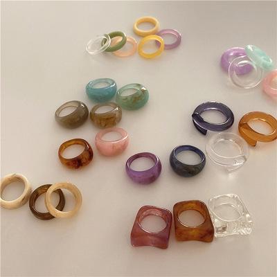 China 2021 new FASHIONABLE colorful bulky ring of resin couples personality women's rings for sale