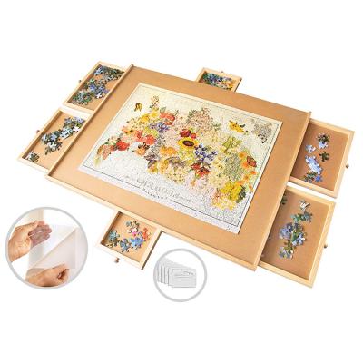 China Portable Eco-friengly Jigsaw Puzzle Board 6 Drawers Wood Panel Jigsaw Puzzle Board for Adults and Kids for sale