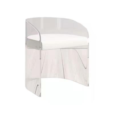 China White Leather Transparent Modern Seat Round Hotel Banquet Transparent Acrylic Lounge Chair for sale