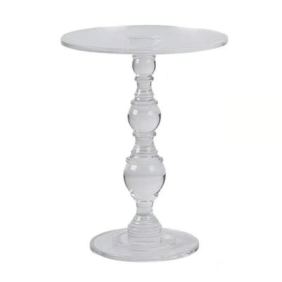 China Tansparency In Over 92% Full Clear Acrylic Coffee Table Classic Round Carved Acrylic Plexiglass Side Table Traditional Furniture for sale