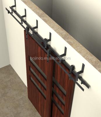 China 5-16FT Hanging Track Bypass Barn Door Hardware Steel Double Door Track Steel Track for sale