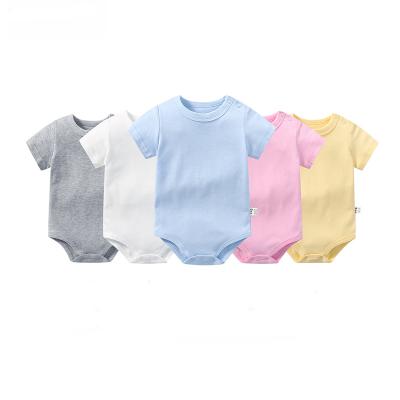 China SIMIRI 100% Cotton Baby Boy Girl Onesie Infant Newborn Clothes Solid Short Sleeve 100% Cotton Overalls Rompers for sale