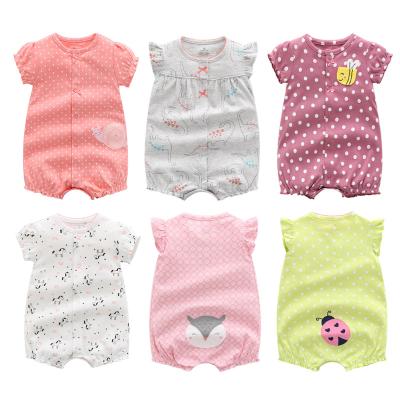 China 100% Cotton Baby Boy Girls' Short Sleeve Snap-Up Rompers Cute Print 100% Cotton Onsie Baby Summer Clothing for sale