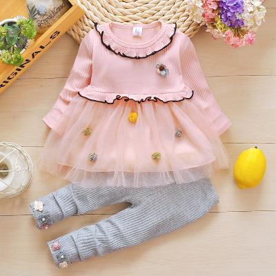 China SIMIRI Cute Casual Cute Baby Toddler Girls Dress Ruffle Tulle Top and Pants 2pcs Dressing Sets for sale