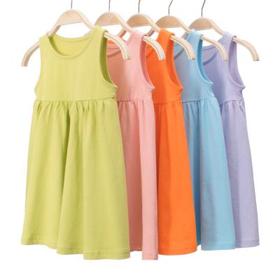 China High Quality Breathable Solid Tank Dress Gilr Baby Cotton Dress Girl Summer Sleeveless Casual Outfits For Kids for sale