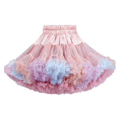 China Girls Rainbow Tutu Skirt Kids Summer Princess Birthday Dress Flower Ruffle Layered Skirt for sale