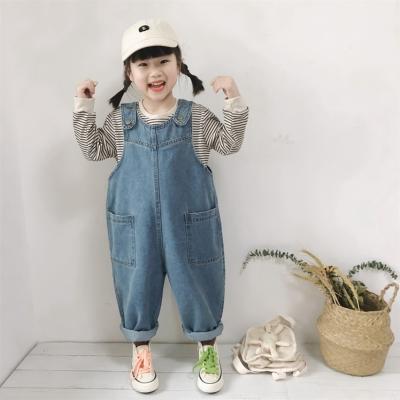 China Fashion New Casual Wholesale Loose Denim Overall SIMIRI Stripe Bottoming Shirt Kids Girls Dress Sets for sale