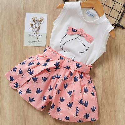 China Girls Clothing Casual Set Kids Sleeveless Top + Shorts Two Piece Set Girl Summer Clothing Sets for sale