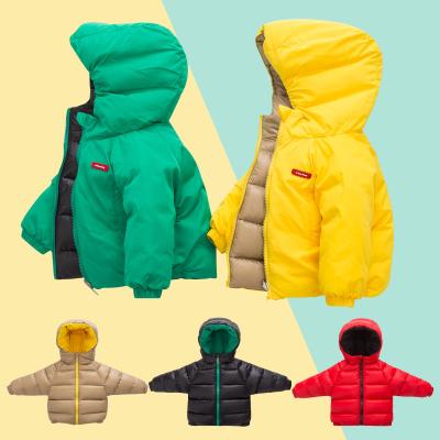 China SIMIRI Duck Kid Boys Girls Down Solid Double-Sided Warm Hooded Thick White Coat Winter Windproof Coat New Design for sale