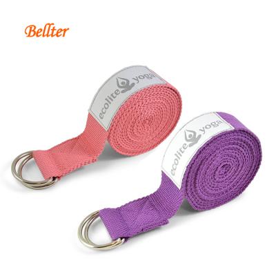 China Cotton Yoga Strap for Stretching Durable Cotton with Metal D Clip 8ft 10 Colors Available for sale