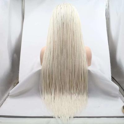 China Other hand chemical crochet wig three-strand braid front lace rose handwoven intranet dirty braids colorful for sale