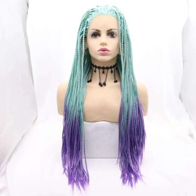 China Braids Synthetic Gradient Two Tone Hair Lace Front Braiding Wigs Crochet Hair Dreadlocks Lace Front Wig For Black Women for sale