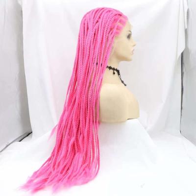 China The Other Hand - Dirty Pink Rose Hand Woven Three-Strand Braid Wig - Female Full Silk Woven Head Cover High Temperature Lace Front Matte for sale