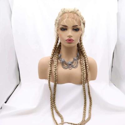 China Wholesale High Temperature Fiber Crochet Braids Synthetic Hair Lace Front Wigs Quadruple Braid Hand Tied Wig Braiding Hair For Women for sale