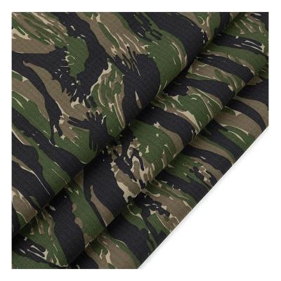 China RTS TC 65/35 Tiger Stripe Anti Tearing Plaid Waterproof Camouflage Ripstop Print Woven Fabric For Uniform for sale