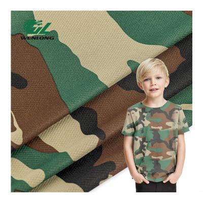 China 100%Polyester Tear-Resistant Knitted Bird Eye Woodland Camouflage Mesh Fabric For Sportswear Casual T-shirt Hood for sale