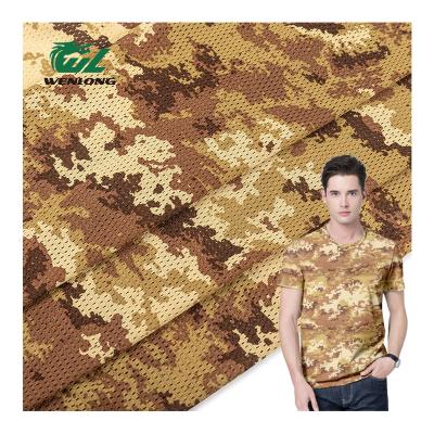 China 100%Polyester Bird's Eye Mimetico Vegetata Deserto Tear-Resistant Knitting Camouflage Mesh Print Casual Fabric for sale