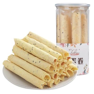 China Low Fat Box Black Sesame Round 200g Handmade Egg Rolls Traditional Flavor Snack Cake for sale