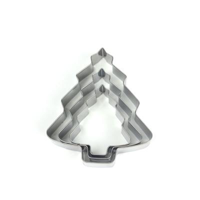 China Viable High Quality 3pcs Set Round Flower Star Christmas Tree Shape Stainless Steel Cookie Cutter Set for sale