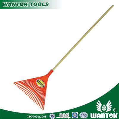 China Agriculture Plastic Rake R122L Leaf Rake With Long Wooden Handle 22T 24T 30T for sale