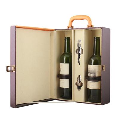 China Eco-friendly Customized Handmade Leather Bottles Wine Gift Wooden High End Packing Boxes 2 for sale