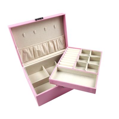 China 100% handmade hot selling fashions can be locked premium pink velvet leather jewelry box case for sale