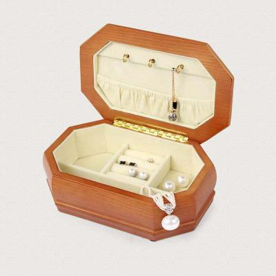 China Receive and send to friends wholesale customized solid wood octagonal jewelry box wooden storage box high-grade jewelry necklace earrings jewelry box for sale