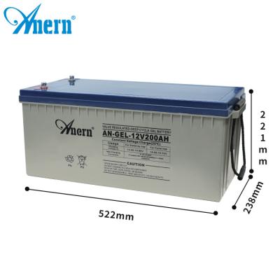 China 12v 200ah Anern Solar System Gel Battery Type Solar Battery for sale