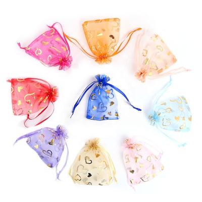 China Organza Drawstring Gift Bags Love Organza Gift Bags New Style Organza Bags Wholesale Patterned Drawstring for sale